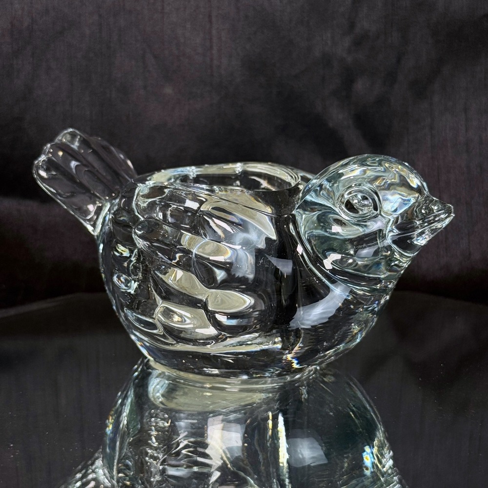 Indiana Glass Bird Votive Holder Crystal Clear Glass Figurine 12689 Made in USA